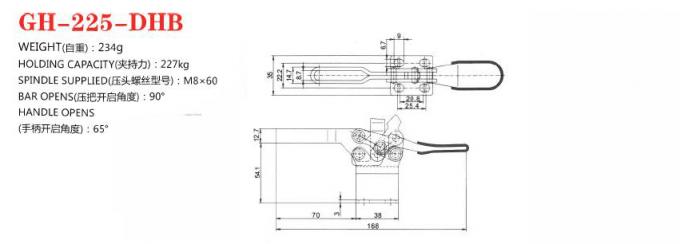 Lineare Toggle-Klammer 225DHB der hohen Leistung, die langes Berufsleben der Kraft-227kg hält