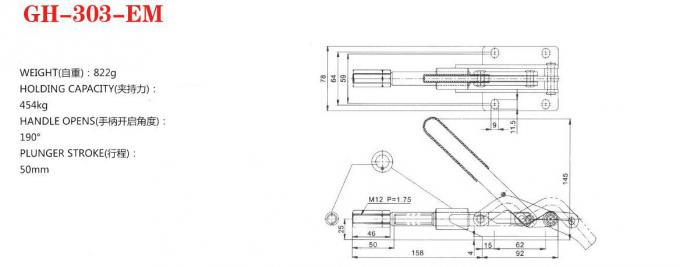 Gegentakttoggle-Klammer 302 verzinkte Beschichtung des EM-Spannkraft-454kg Anschlag-50mm
